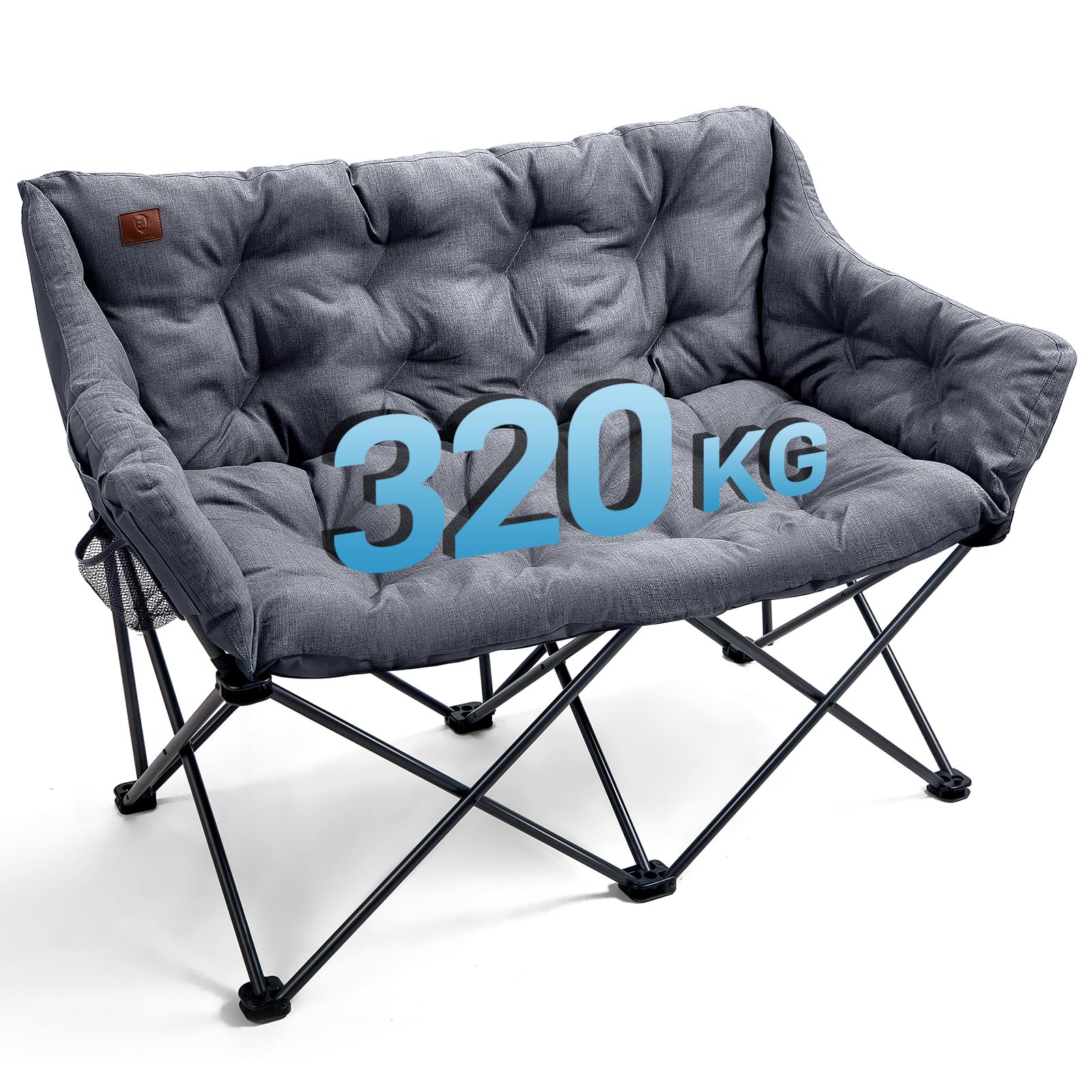 EVER ADVANCED Campingstuhl Faltbar 124CM Breit Campingsofa für 2 Personen Faltsofa 320KG Belastbar, Campingcouch Dick Gepolstert Klappstuhl XXL 2 Sitzer Hohe Lehne für Outdoor Garten Balkon Indoor