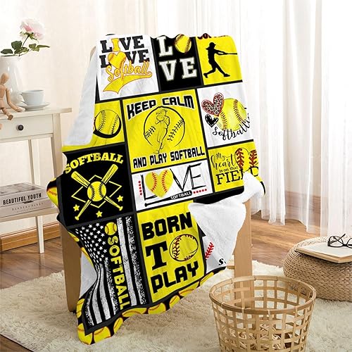 Miniatura 3 de Manta de franela de regalos de sóftbol de 60 x 50 pulgadas, regalos de sóftbol para niñas, cosas de sóftbol para decoración de fiestas, mantas de
