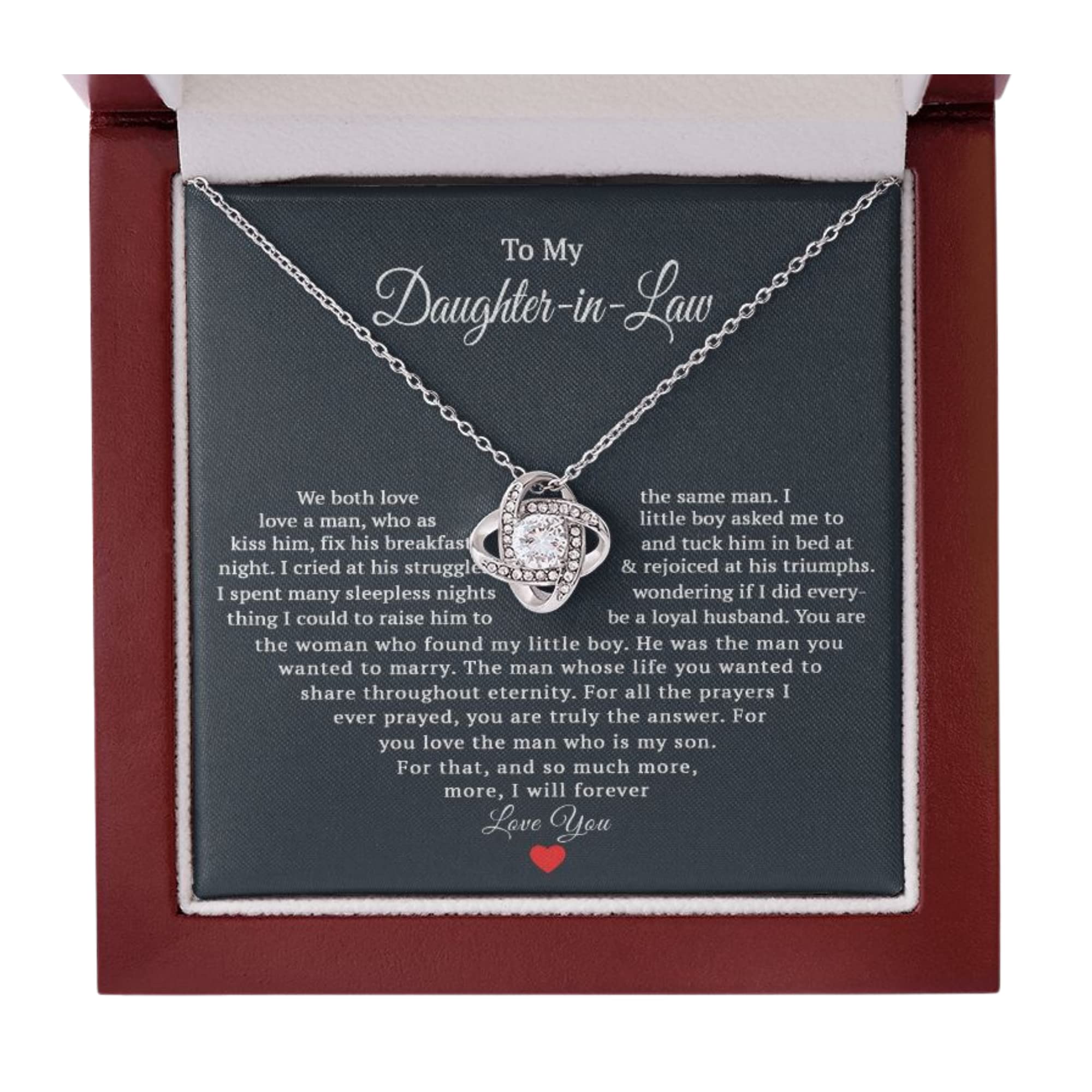 Gifts For Daughter in Law Necklace From Mother in Law For Christmas Birthday Gifts For Bonus Daughter on Wedding Day with Message Card and Gift Box