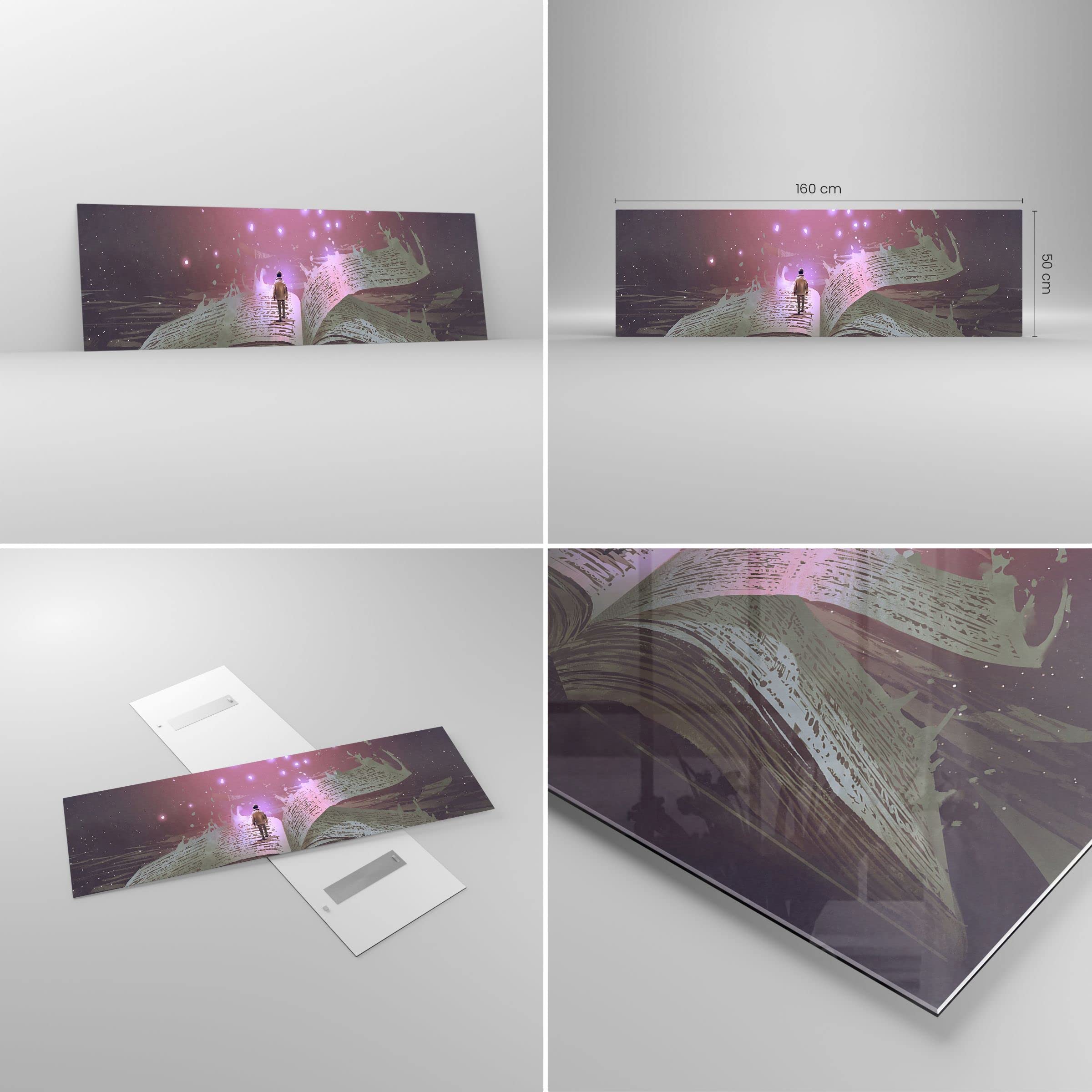 Tableau Sur Verre Moderne XXL 160x50cm - Impression Résumé Graphique Couleurs - Décoration Murale Salon Ou Chambre