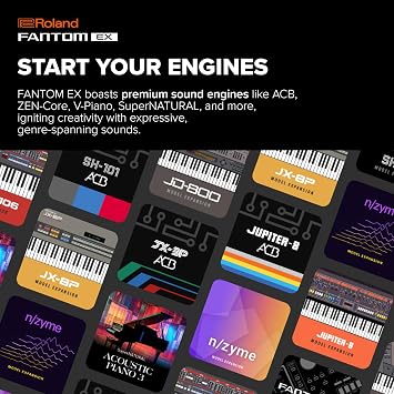 Roland FANTOM 6 EX Synthesizer | Compact FANTOM with 61 Synth-Action Keys | Updated & Enhanced with the Latest Technology | Advanced Sound Engines | Over 7000 Onboard Sounds | Deep DAW Integration | 61 Synth-Action Keys with Channel Aftertouch, Multiple Sound Engines, Acb, V-Piano, Supernatural, Virtual Tonewheel, Over 7