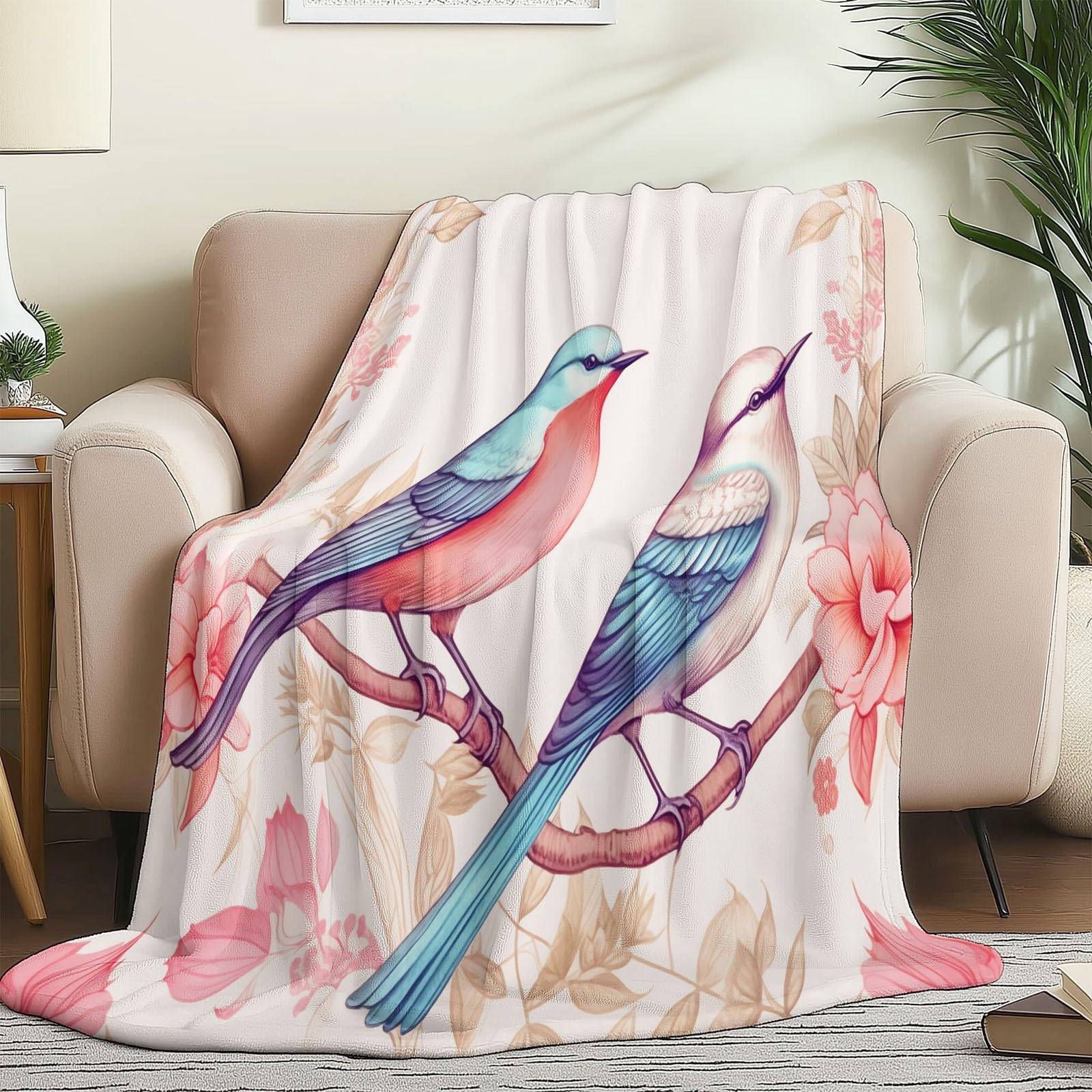 Przytulny koc polarowy z nadrukiem, miękki, pluszowy, ciepły, na krzesło, łóżko, do akademika, sofę, dekoracja, jasnoróżowy, 150 x 200 cm, kolor jasnoróżowy