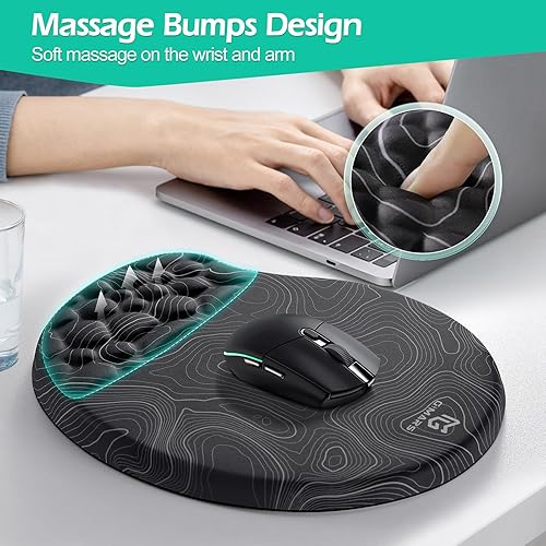 Miniatura 4 de Gimars Alfombrilla de mouse ergonómica de espuma viscoelástica de fibra superfina y grande con reposamuñecas, alfombrilla de mouse con base