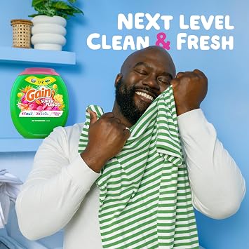 Gain Super Flings Laundry Detergent Pacs, 18 Count, Hibiscus Hula scent, irresistibly clean and fresh washing detergent laundry soap pacs
