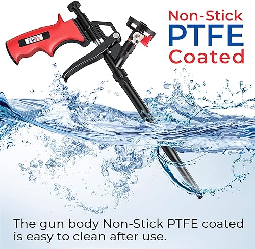 Miniatura 10 de Paquete de 4 pistolas de aislamiento de espuma en aerosol profesional (4 pistolas de espuma + 16 boquillas), pistola de espuma expandible recubierta