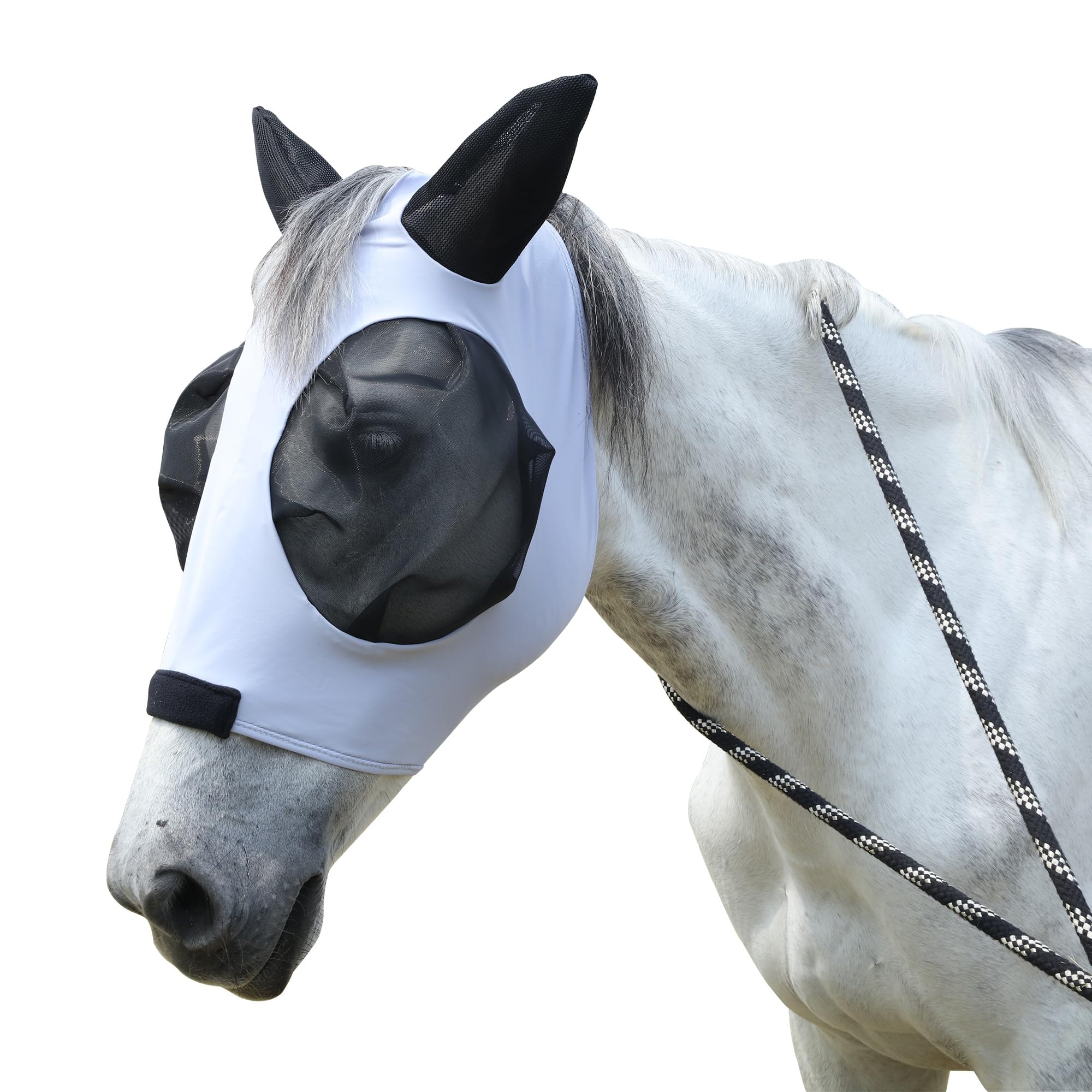 Gallopoff Horse Fly Mask with Large Eye Space & Ears – Super Comfort Stretchy UV Protection, Soft on Skin & Breathable Light Grey Cob