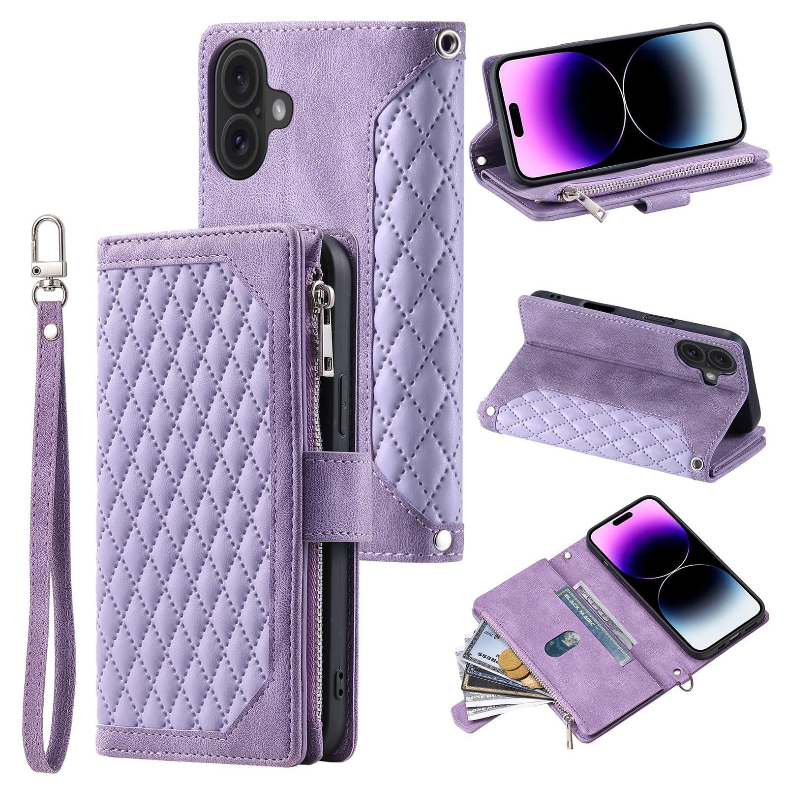 QLTYPRI Wallet Case For IPhone 11 (6.1 Inch),Luxury Quilted PU Leather - View #12