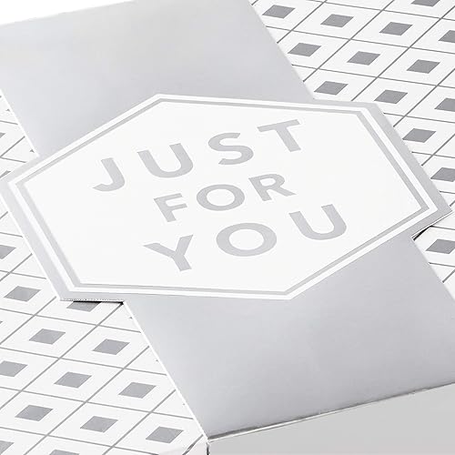 Miniatura 7 de Hallmark Cajas de regalo grandes de 10 pulgadas con bandas de envoltura (paquete de 2 plateado y blanco, "Just For You") para bodas, graduaciones,
