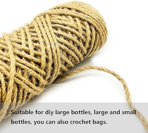 Miniatura 4 de Pxyz Cuerda de yute gruesa de 0.315 in y 164 pies, cuerda de cáñamo trenzada natural para reemplazo de poste rascador de gatos, cordel de yute