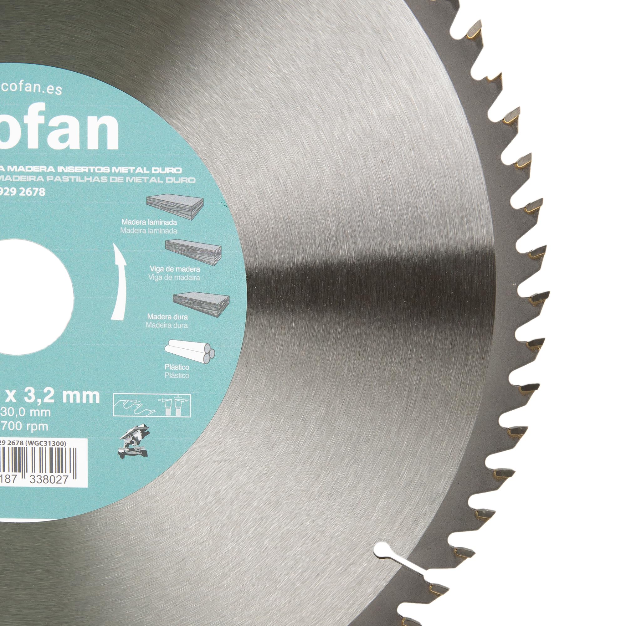 Cofan Hoja de Sierra Ingletadora 72 Dientes 300x30mm 3.2mm Metal Duro
