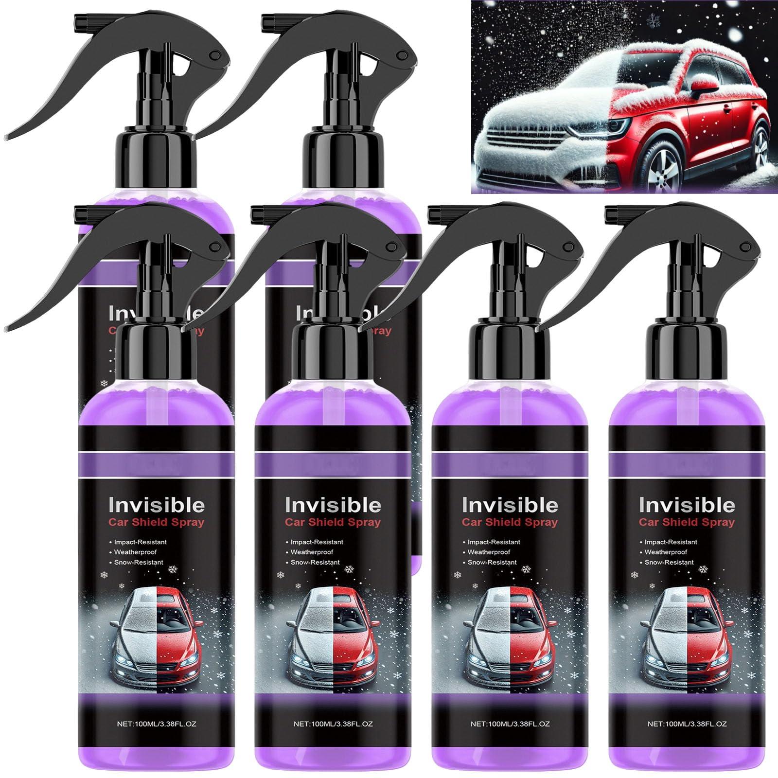 3 w 1 ceramiczny spray do samochodów, 3 w 1, ceramiczny spray do wosku samochodowego, 3 w 1, wysoka ochrona przed wiatrem, powłoka (6 szt.)