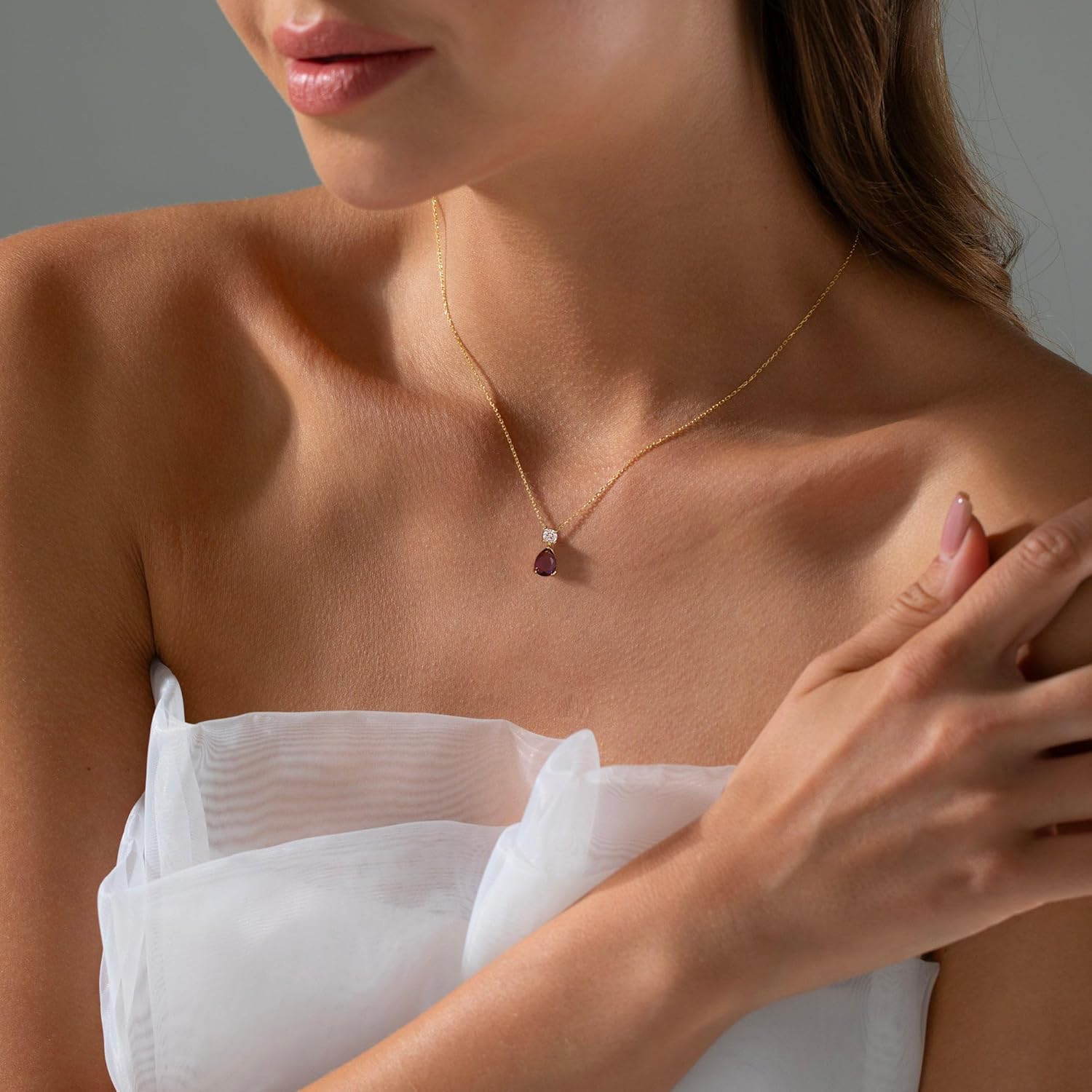 Birthstone Necklace for Women Trendy 14K Gold Plated Necklace for Women Dainty Cubic Zirconia Necklaces Tarnish Free Jewelry - Image 2