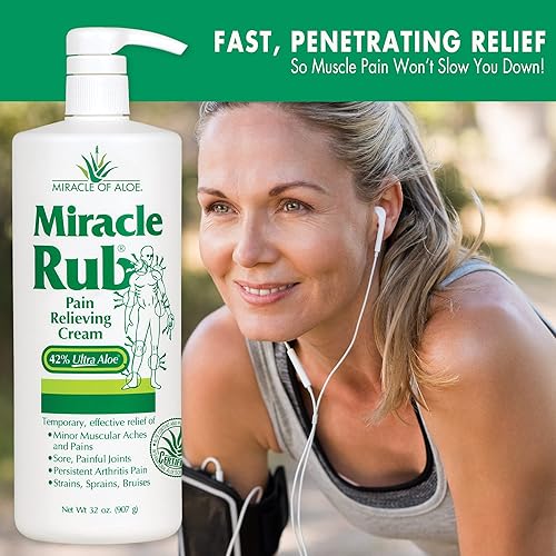 Miniatura 8 de Miracle of Aloe Miracle Rub - Crema para aliviar el dolor, 32 onzas, alivio rápido y eficaz para artritis, dolor muscular y articular, fórmula
