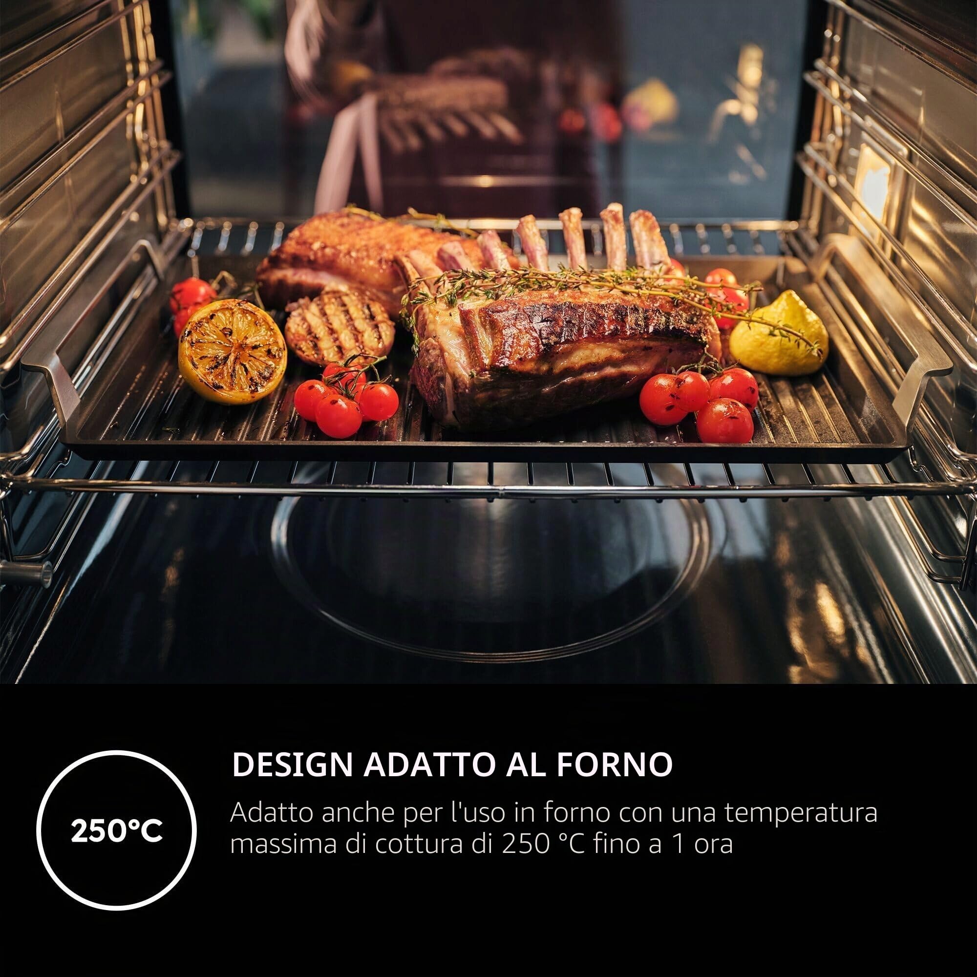 AEG A9HHPG11 Plancha Grill 2.0, rivestimento antiaderente in ceramica Easy2Clean, distribuzione ottimale del calore, per forno e piano cottura