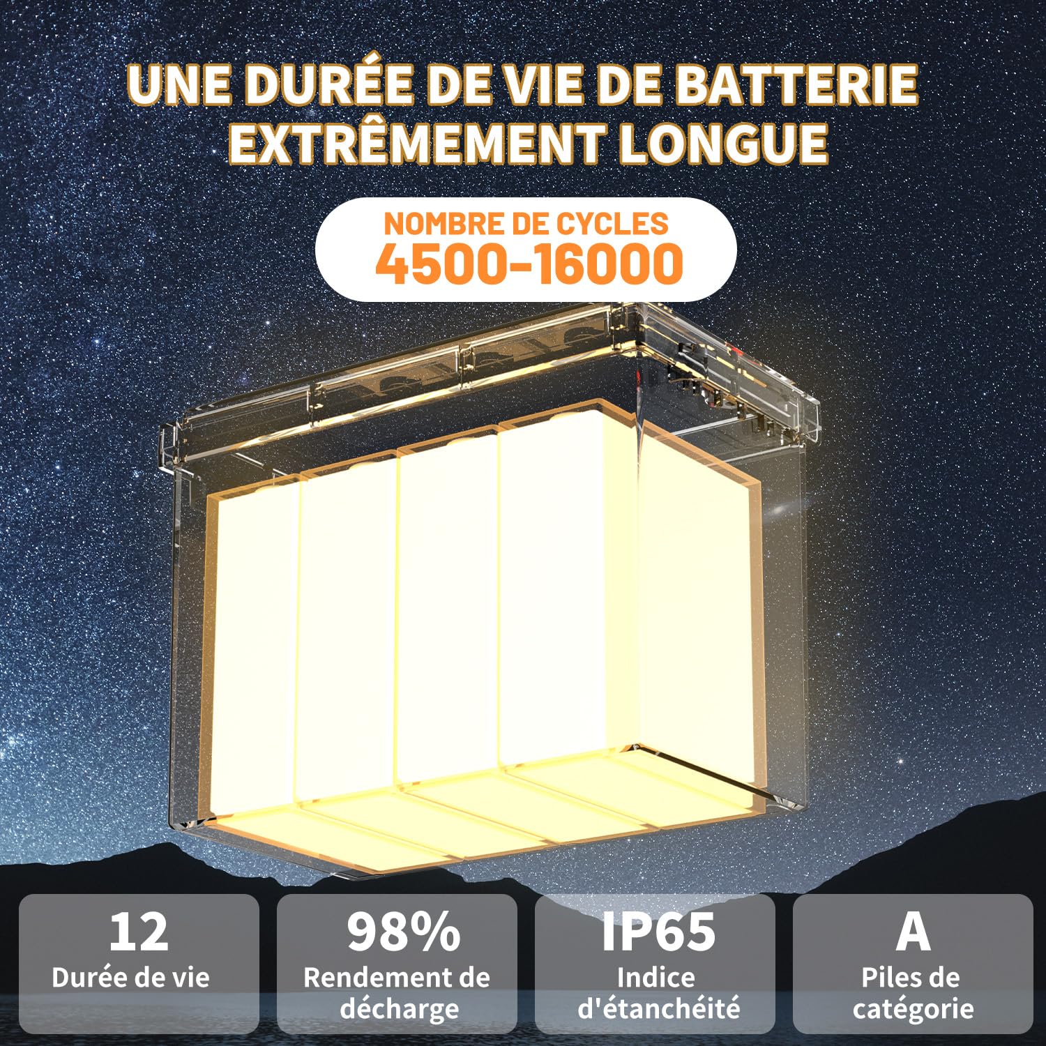 Batterie Lithium 12V 300Ah LiFePO4 avec 98% Efficacité, 3840Wh, BMS 200A, A-Grade Cellules, 4500-16000 Cycles, Poids Léger 28kg pour Camping-Car, Bateau, Système Solaire