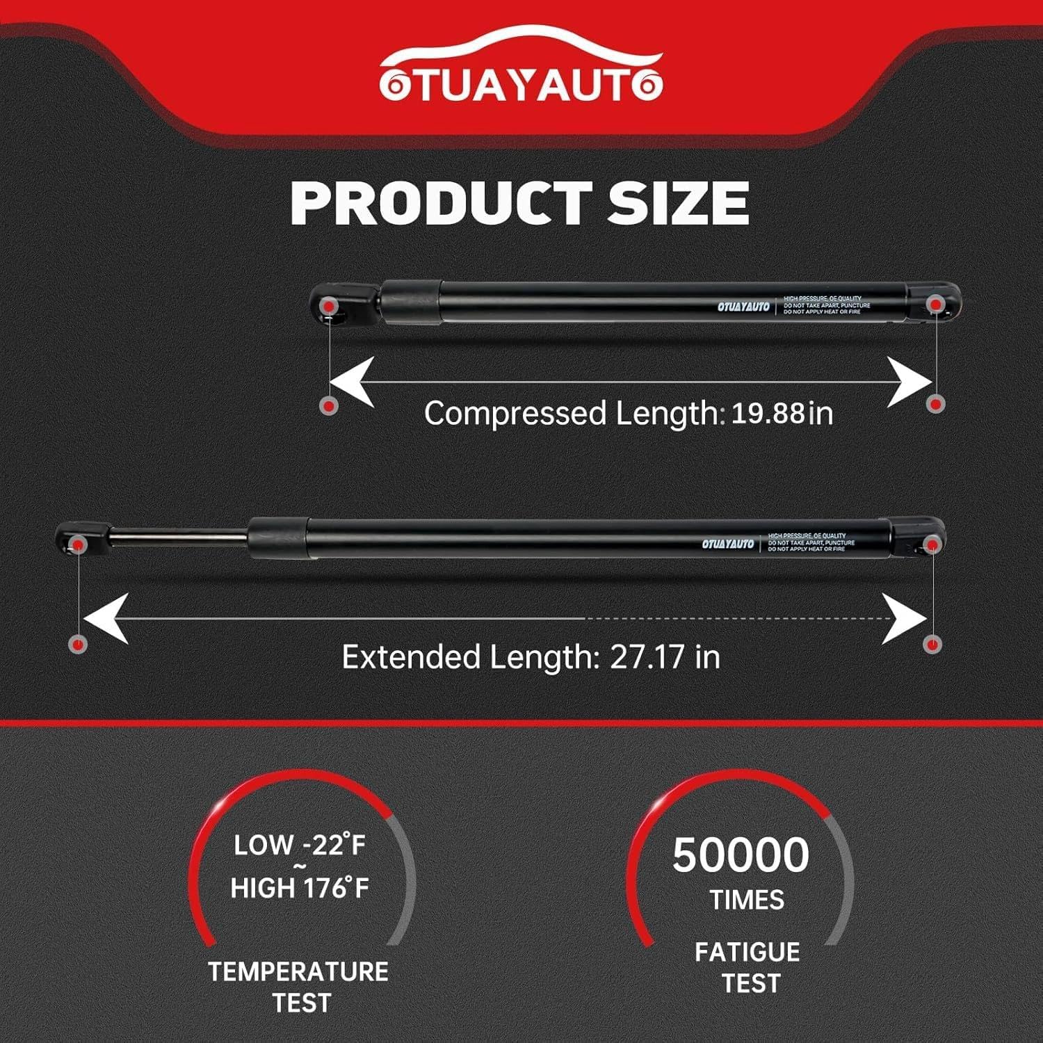 OTUAYAUTO Rear Hatch Shocks Struts Replacement for Toyota Sequoia 2008-2023 Sport Utility Set Tailgate Lift Supports Gas Spring Premium Trunk Struts Hatchback Prop Rods OEM 689080C021 (Pack of 2)