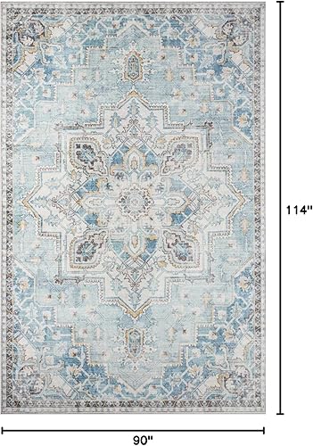 Miniatura 2 de Momeni Afshar AFS32 - Alfombra de poliéster, azul claro, 7 pies 6 pulgadas x 9 pies 6 pulgadas