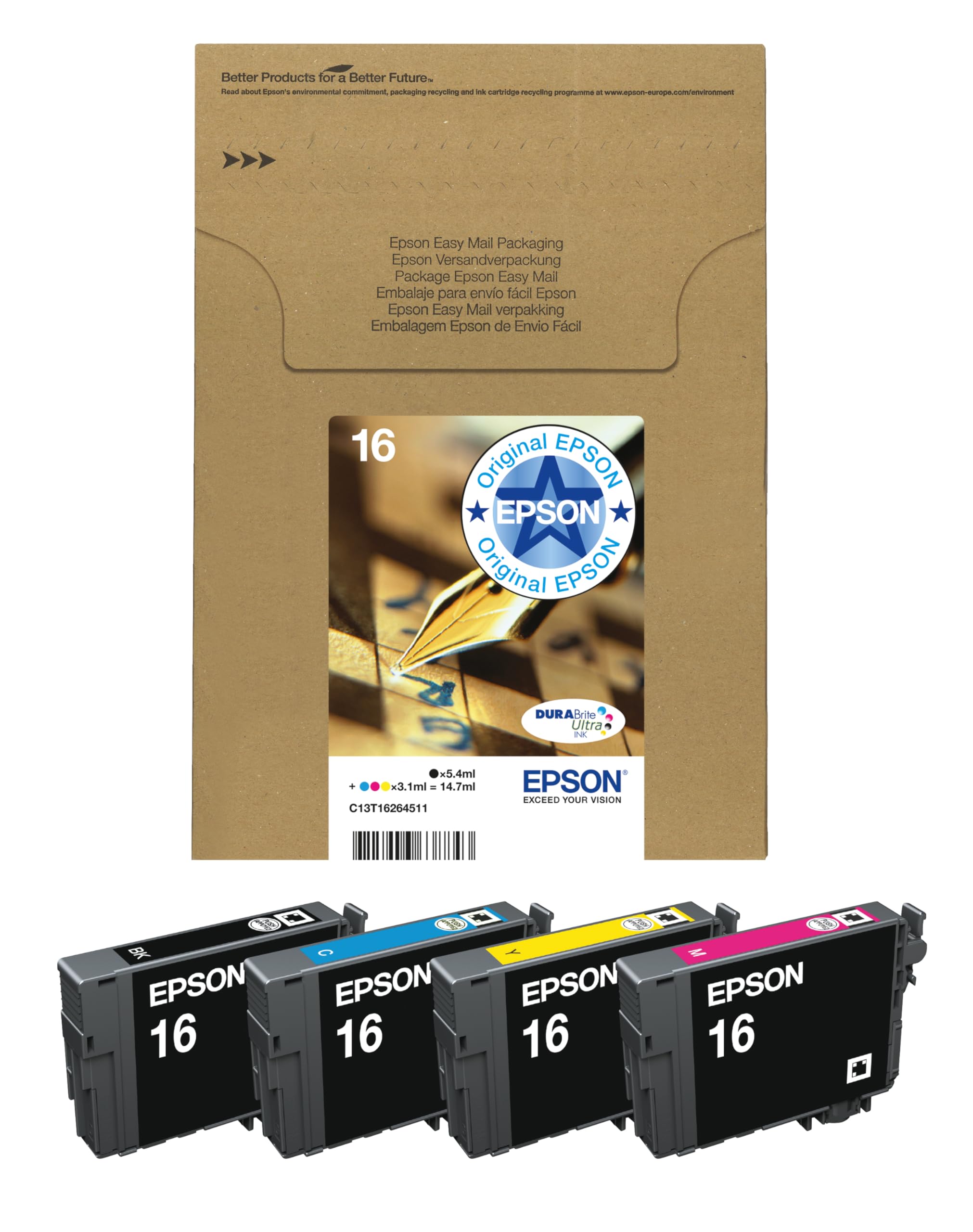 Epson Tintenpatrone 4er-Pack – Original Schwarz, Gelb, Cyan, Magenta