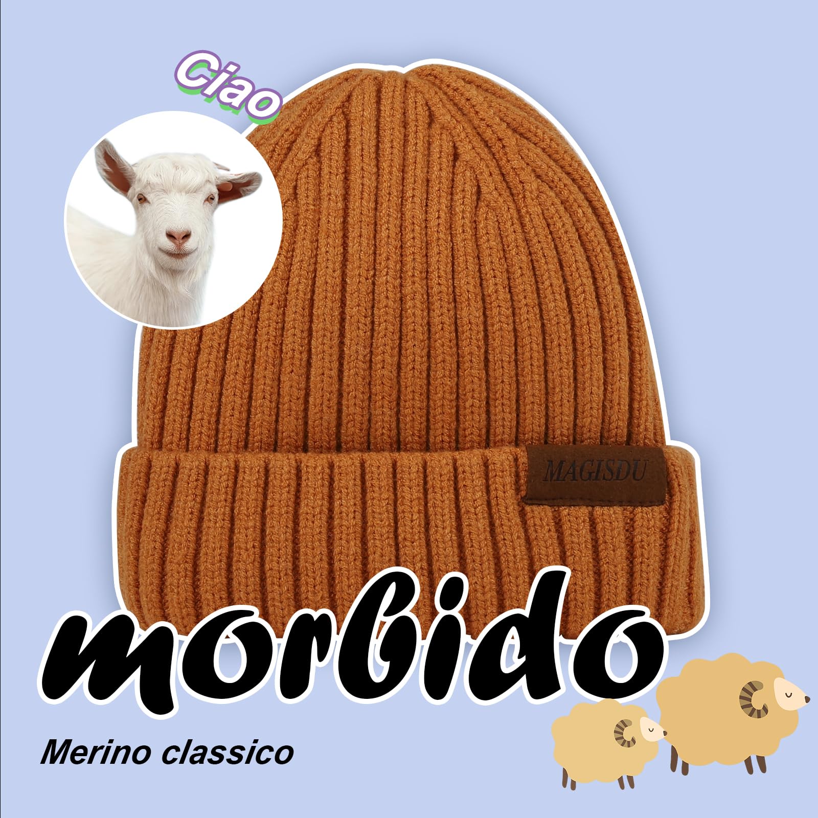 MAGISDU Cappello Bambino Bambina Lana Merino Berretto Invernale Liner Cappelli Termico Ragazzo Ragazza