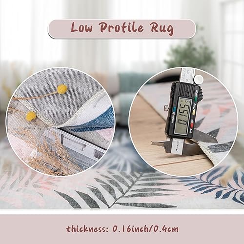 Miniatura 9 de DECOMALL Jasmine - Alfombra lavable de 5 x 7 pies, hojas naturales con parte trasera de goma, alfombra plegable antideslizante para sala de estar,