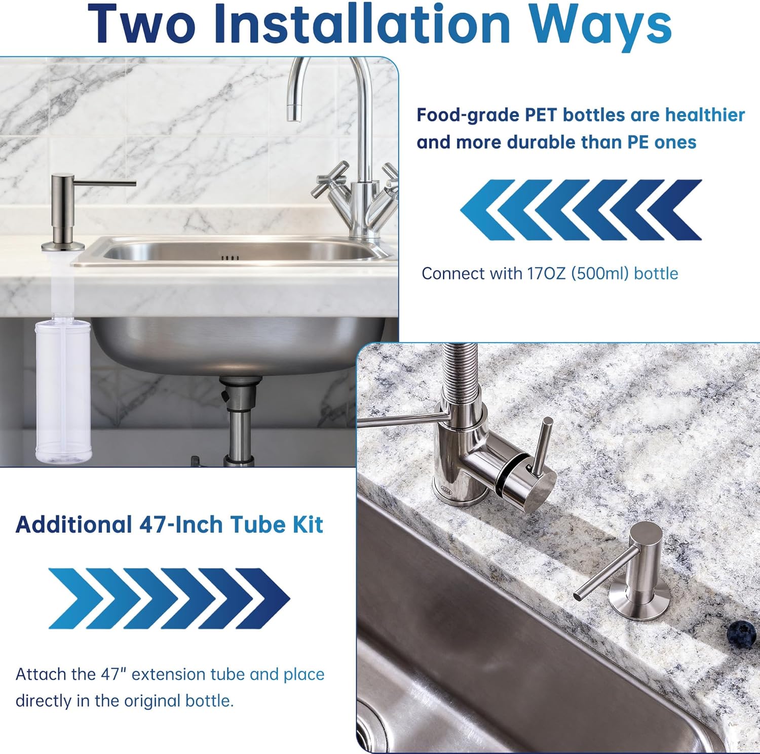 Built in Sink Soap Dispenser, Spot Resist Solid Brass De Mounted
