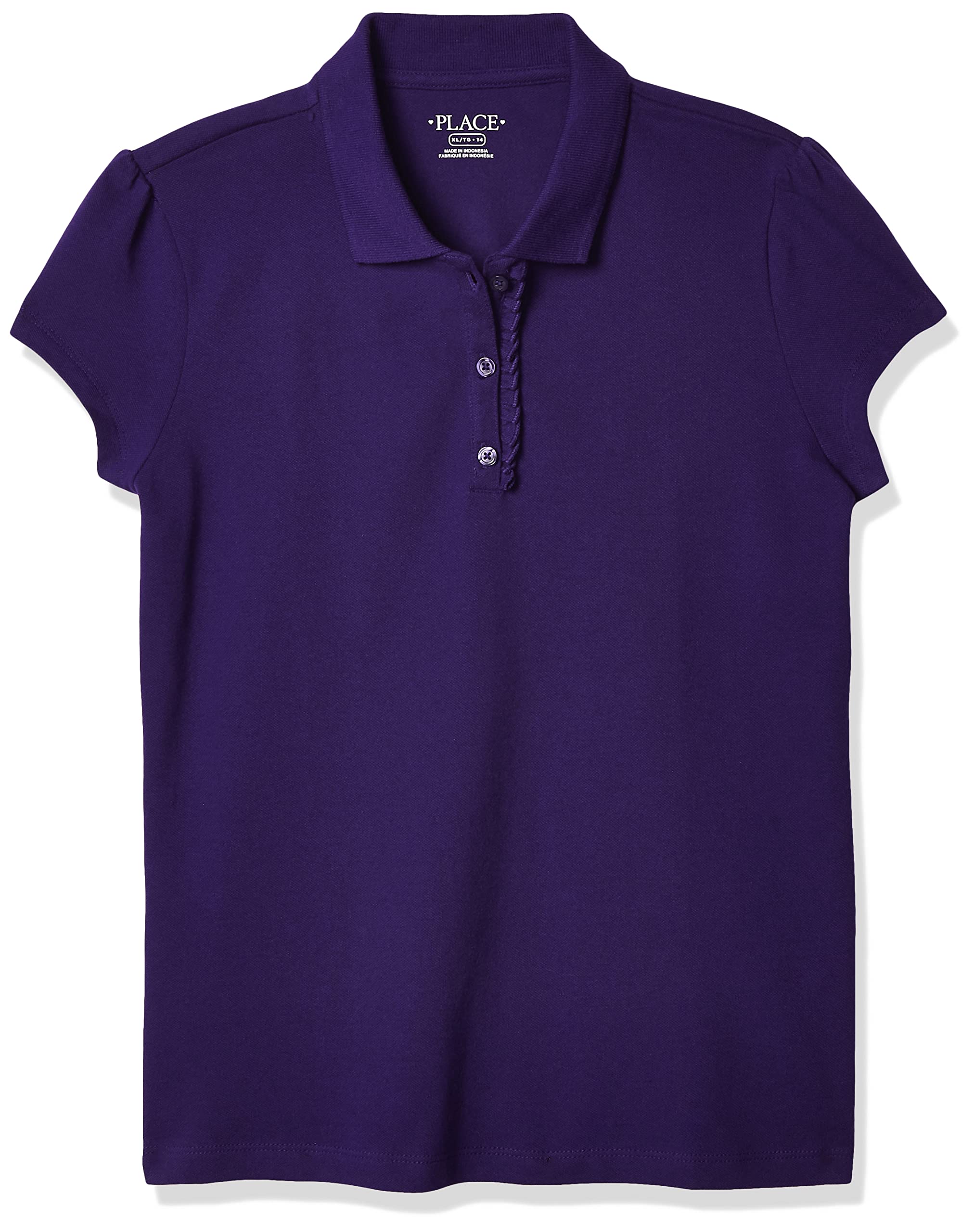 The Children's Place Girls Regal Violet Uniform Ruffle Pique Polo Shirt, M 7 8 Us