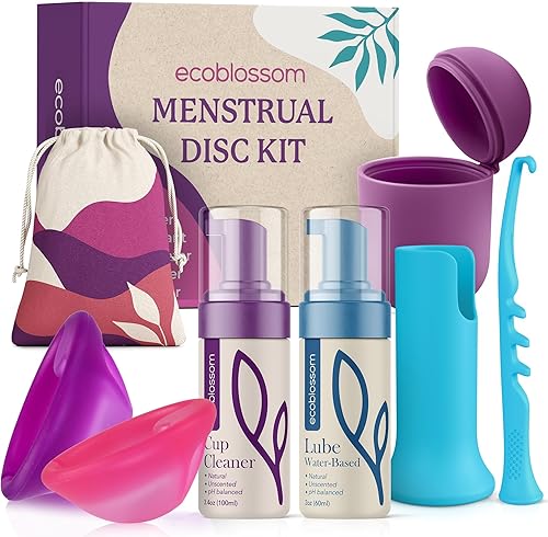 Ecoblossom Disco menstrual reutilizable  Copa menstrual  Disco de período suave para mujeres diseñado con pestaña, taza de silicona de grado médico
