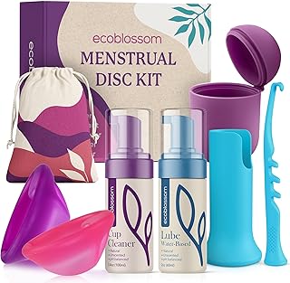 Ecoblossom Reusable Menstrual Disc - Menstrual Cup - Soft Period Disc for Women Designed with Tab, Medical-Grade Silicone Period Cup [Disc Kit - S (Violet) & M (Magenta)]