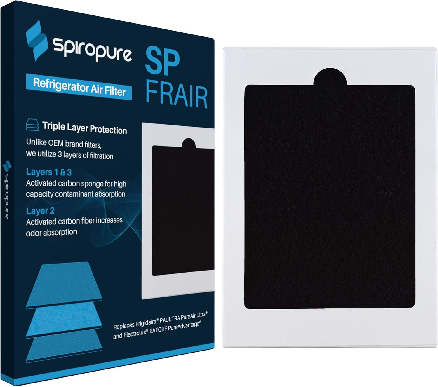 SpiroPure SP-FRAIR Refrigerator Fresh Air Filter Replacement for EAFCBF, PAULTRA, 242047804, 242047801, 242061001, SCPUREAIR2PK, 241754001, 242017800, 241791601, SCPUREAIRU, 241754002 (6 Pack)