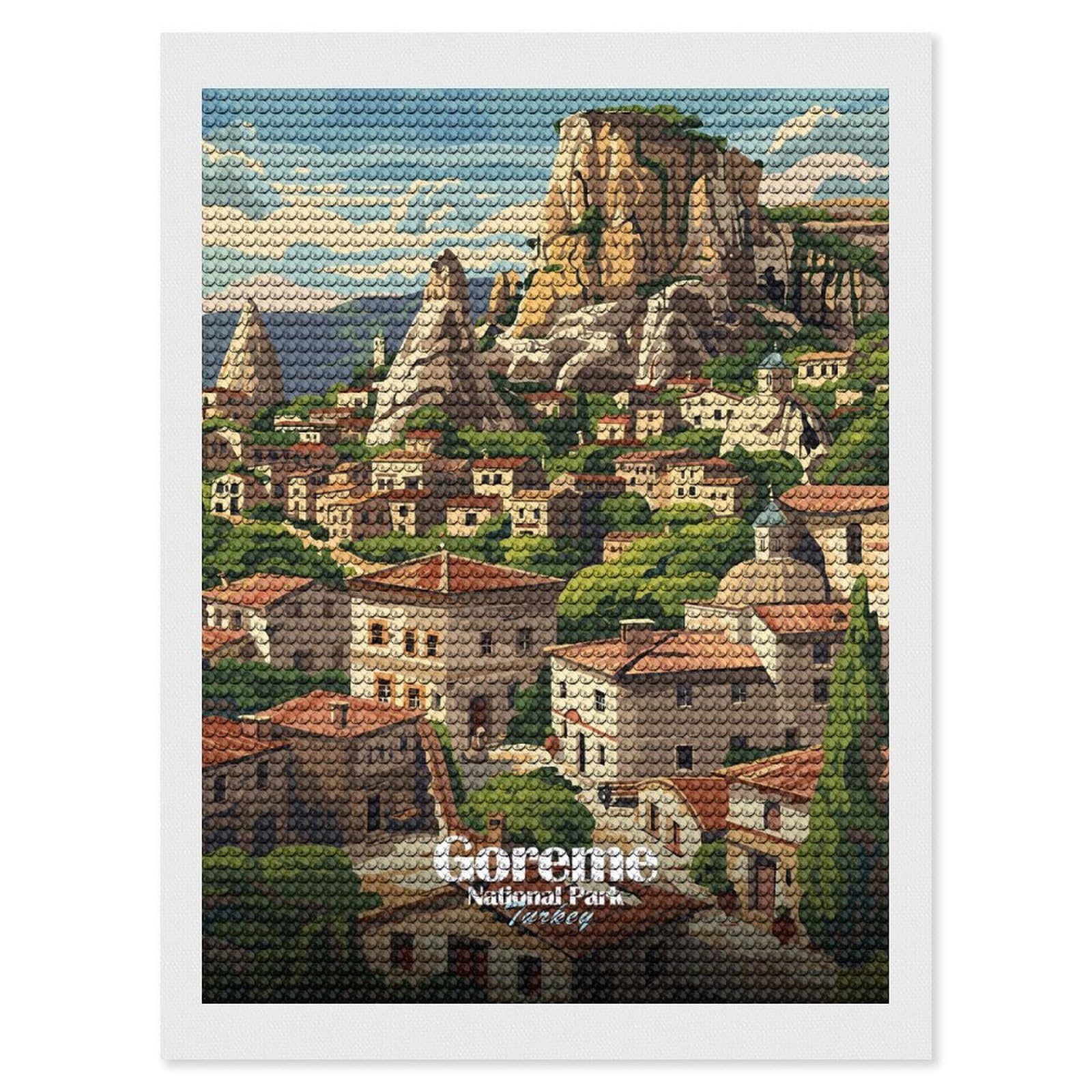 Junmoney Goreme National Park, Turkey Illustration Diamond Art Kit 12"x16", Relaxing DIY Hobby, Satisfying Creative Project, Living Room Decor, for Women