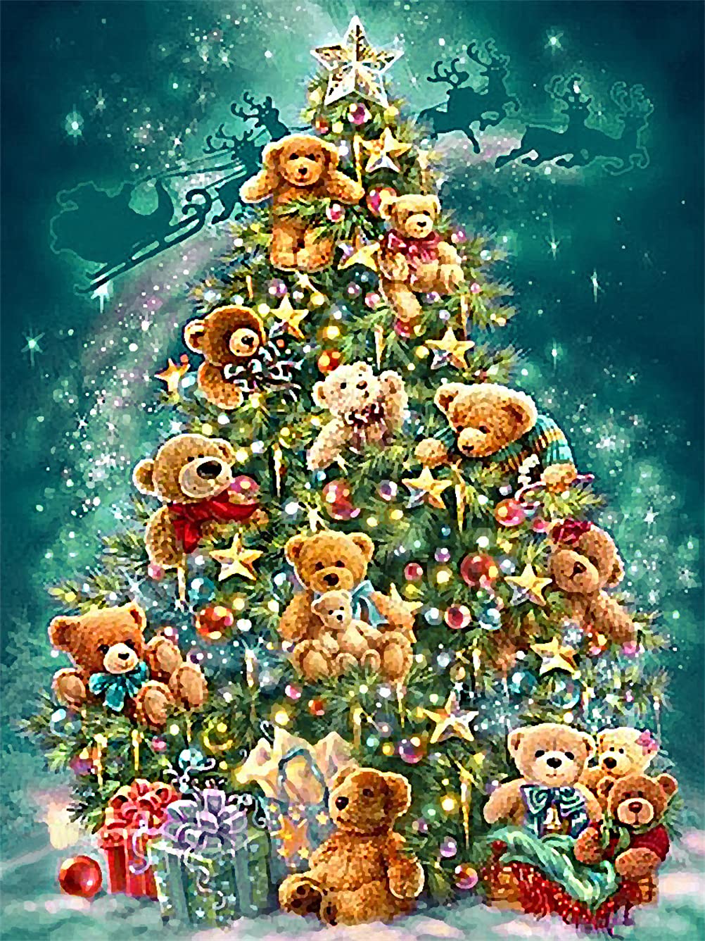 Diamond Painting Kits with Tools, Meecaa Christmas Tree Bear Gift DIY 5D Full Drill Cross Stitch Diamond Mosaic Art Crafts 30x40cm (Christmas Tree) (20210507)