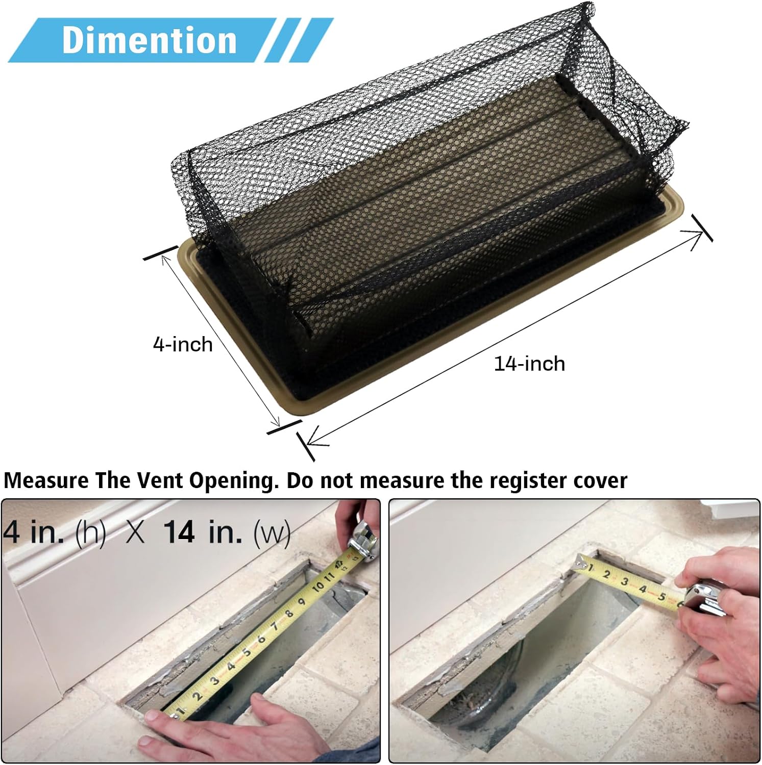 Floor Register Cover Trap, Floor Air Vent Cover Screen for Home Air Vent Filters 6-Pieces（4x14 Inches） image 2