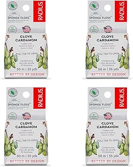 Clove Cardamom Dental Floss 55 Yards Vegan & Non-Toxic Oral Care Boost & Designed to Help Fight Plaque Clear - Pack of 4