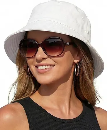 Bucket Sun Hats for Woman Men Cotton Packable Summer Beach Sun Bucket Hats for Women Men Fishing Outdoor Vacation