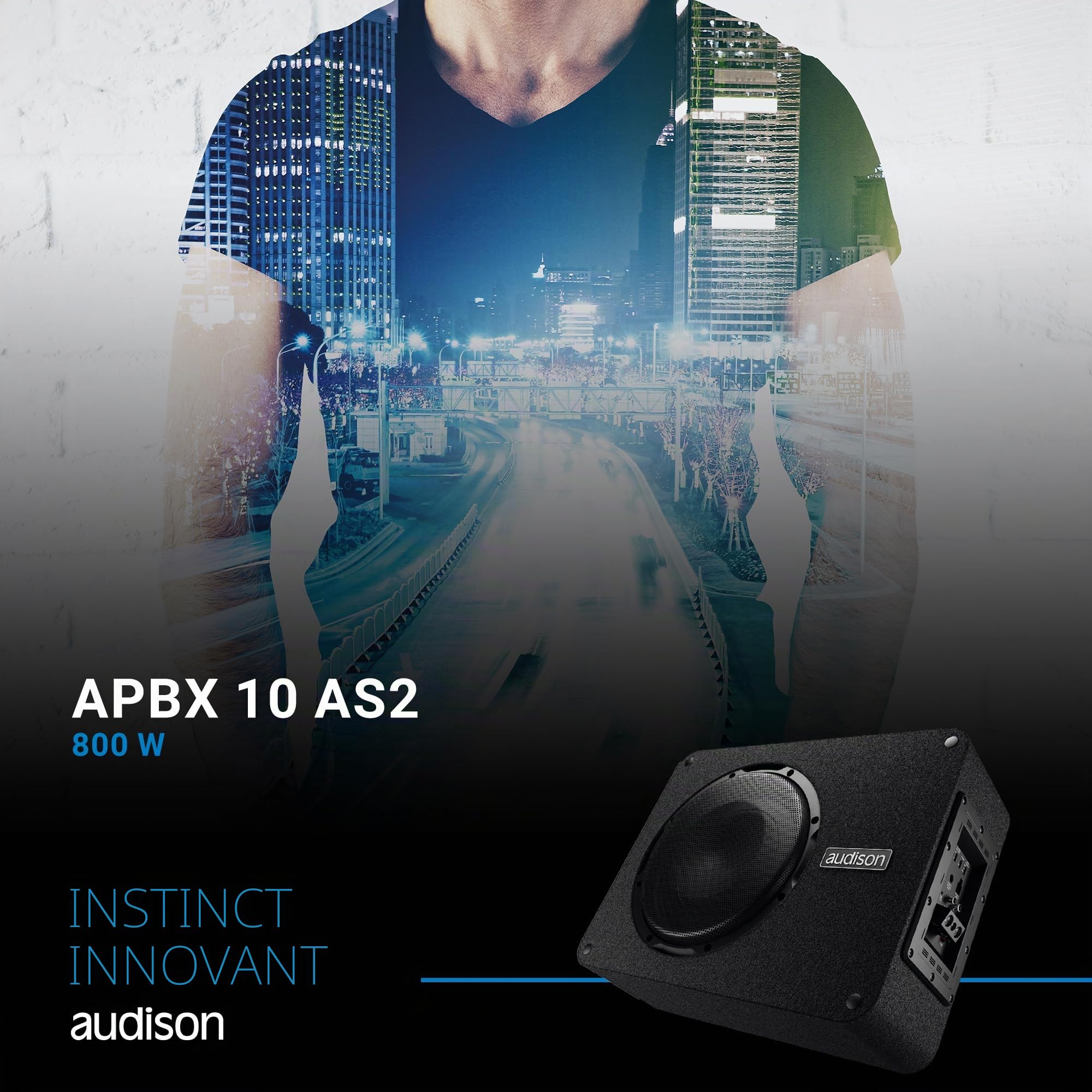 Audison APBX 10 AS2 – Subwoofer Actif 250 mm en Caisson Clos, ampli intégré, Basses Profondes et maîtrisées, Puissance Max 800W | boîte scellée, amplificateur intégré, papier pressé hydrofuge