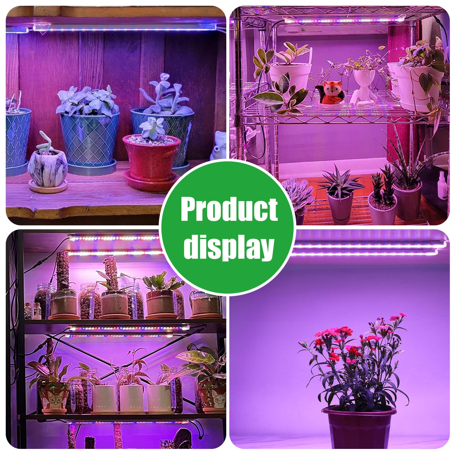 Lámpara de cultivo de dos tiras para plantas de interior, tiras de luz LED de espectro completo rojo, azul y amarillo con temporizador de encendido/apagado automático de 3/9/12 horas, 10 niveles