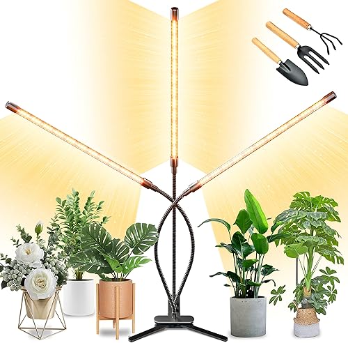 BAEDAOD Luces de cultivo para plantas de interior, 135 luces LED de crecimiento para semillas que comienzan con espectro completo amarillo, luces de