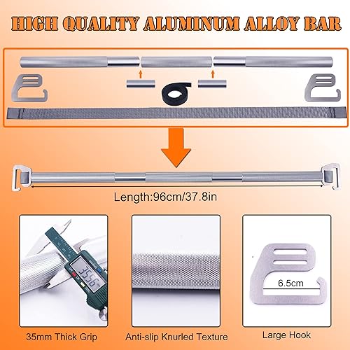 Miniatura 2 de J Bryant Fitness Resistance Band Exercise Bar Large Hook 37.8" Length With Handles Heavy Duty Bar