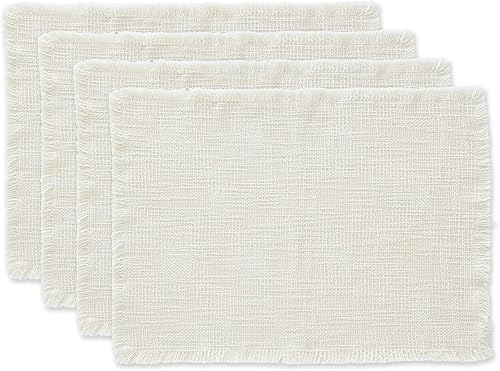DII Linen Tabletop Collection Lot de 4 Sets de Table lavables en Machine Crème 3