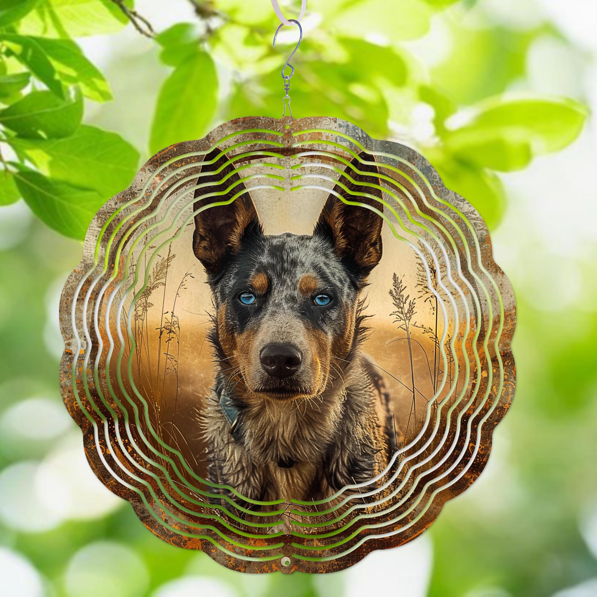 SWEN Products Borzoi Circle Swirly Metal Wind Spinner