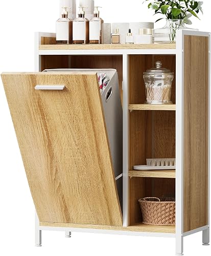 ELUCHANG Meuble de Salle de Bain, Panier à Linge 50L, Pla…