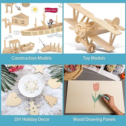 Miniatura 7 de Paquete de 12 hojas de madera contrachapada de tilo de 6 x 12 x 18 pulgadas - 0.118 in de grosor, hojas finas de madera de tilo, hojas de madera