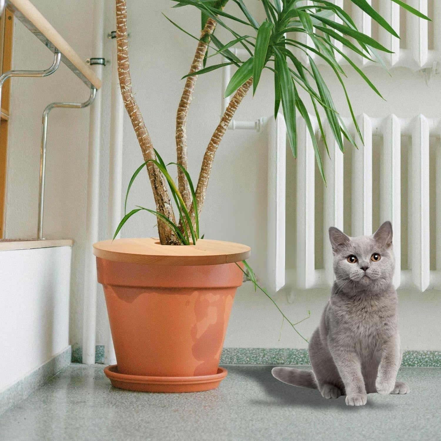 13.7 Inch Plant Pot Grid from Animals, Wooden Plant Pot Cover, Indoor Plant Protector from Cats, Flowerpot Decorative Cover.