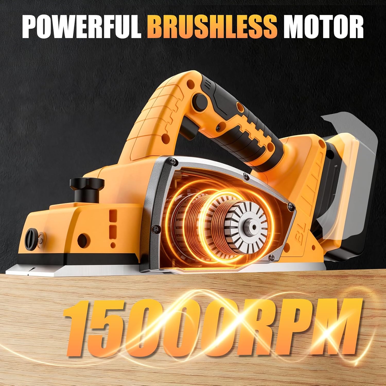 Cordless Handheld Planer Compatible with Dewalt 20V Battery (Tool Only), 15000RPM Power Motor, 3-1/4 Inch Electric Hand Wood Planer for Woodworking, Carpentry, and Home DIY