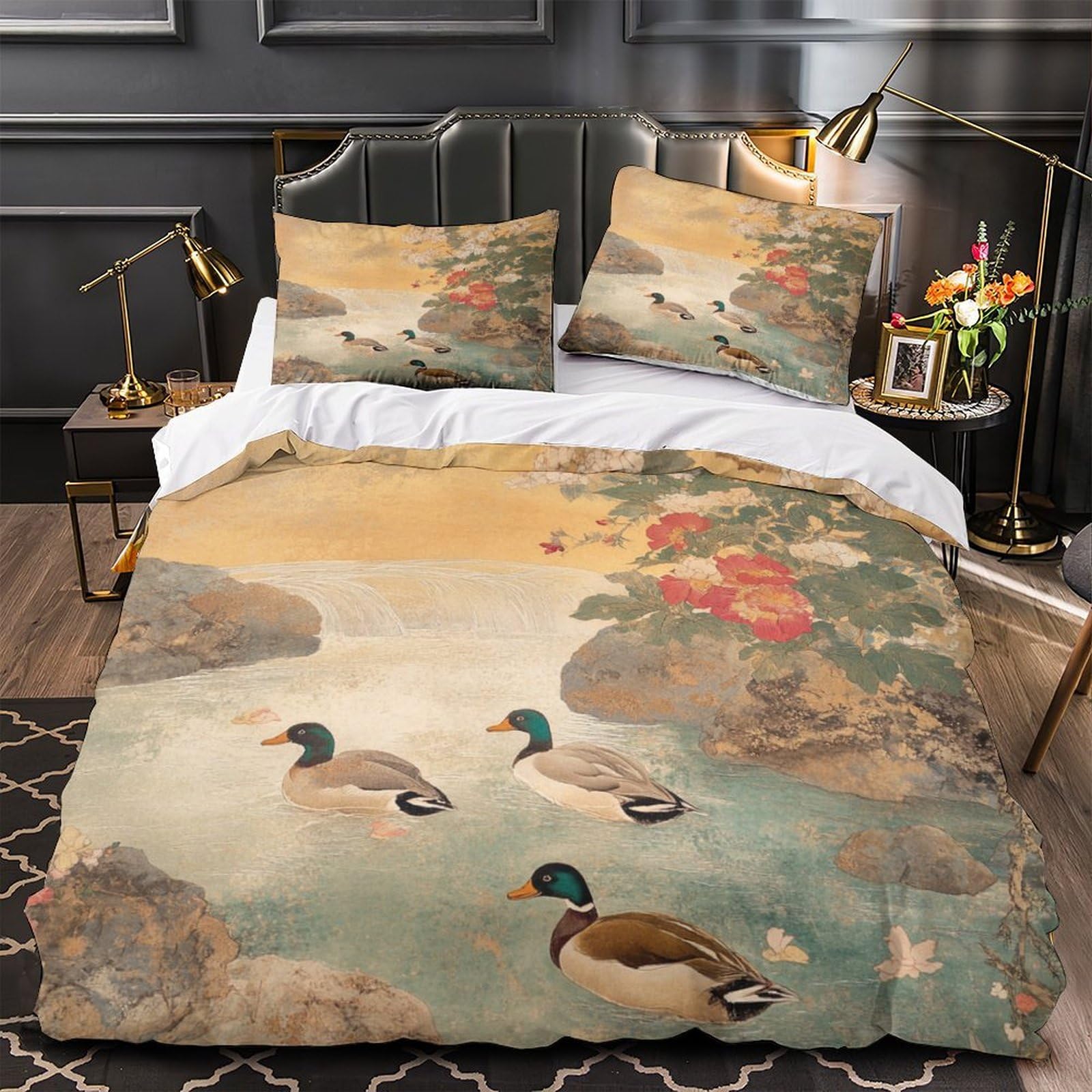 Drap de couette peinture asiatique traditionnelle en microfibre de qualité supérieure