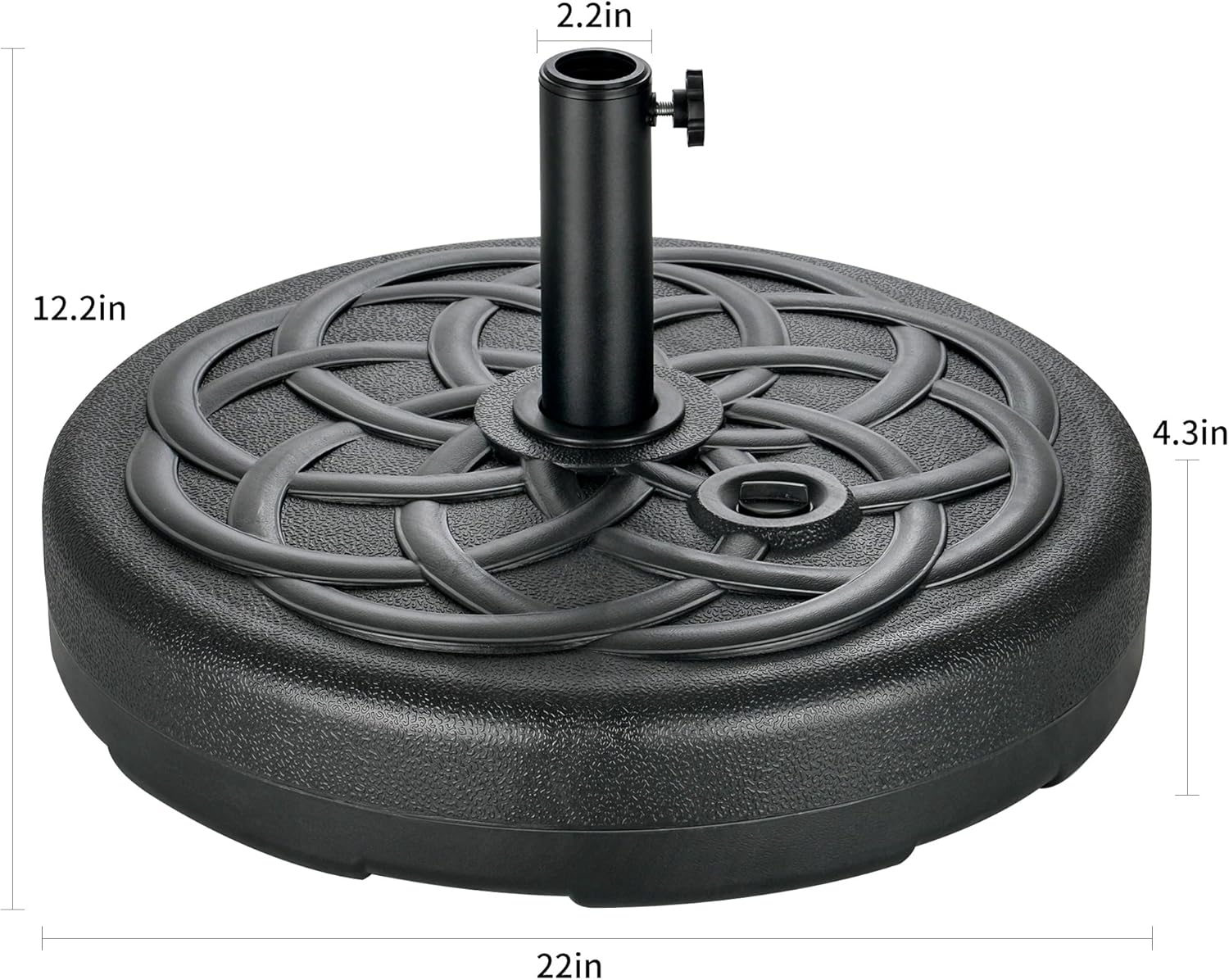 FLAME&SHADE Patio Umbrella Base Stand - 112 lbs 22" Fillable Outdoor Umbrella Base, Water Filled Heavy Duty Base for Table Market Umbrella Holder, Garden, Backyard, Pool, Beach(Black)