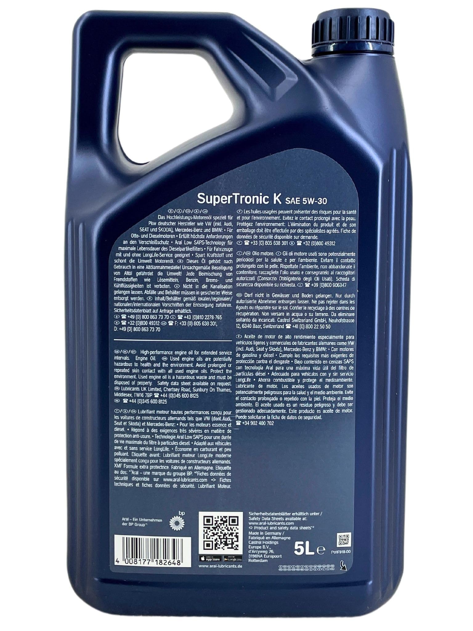 Aral SuperTronic K 5W-30 Motorenöl (10L Set / 5+5 Liter) - PKW Leichtlauföl für Benzin & Diesel mit DPF