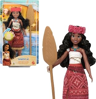 Mattel Disney Vaiana 2 Singing Adventure Vaiana Doll with Signature Outfit & Accessories, Sings “We’re Back” in 4 Languages: English, French, Portuguese, Spanish, JBT62