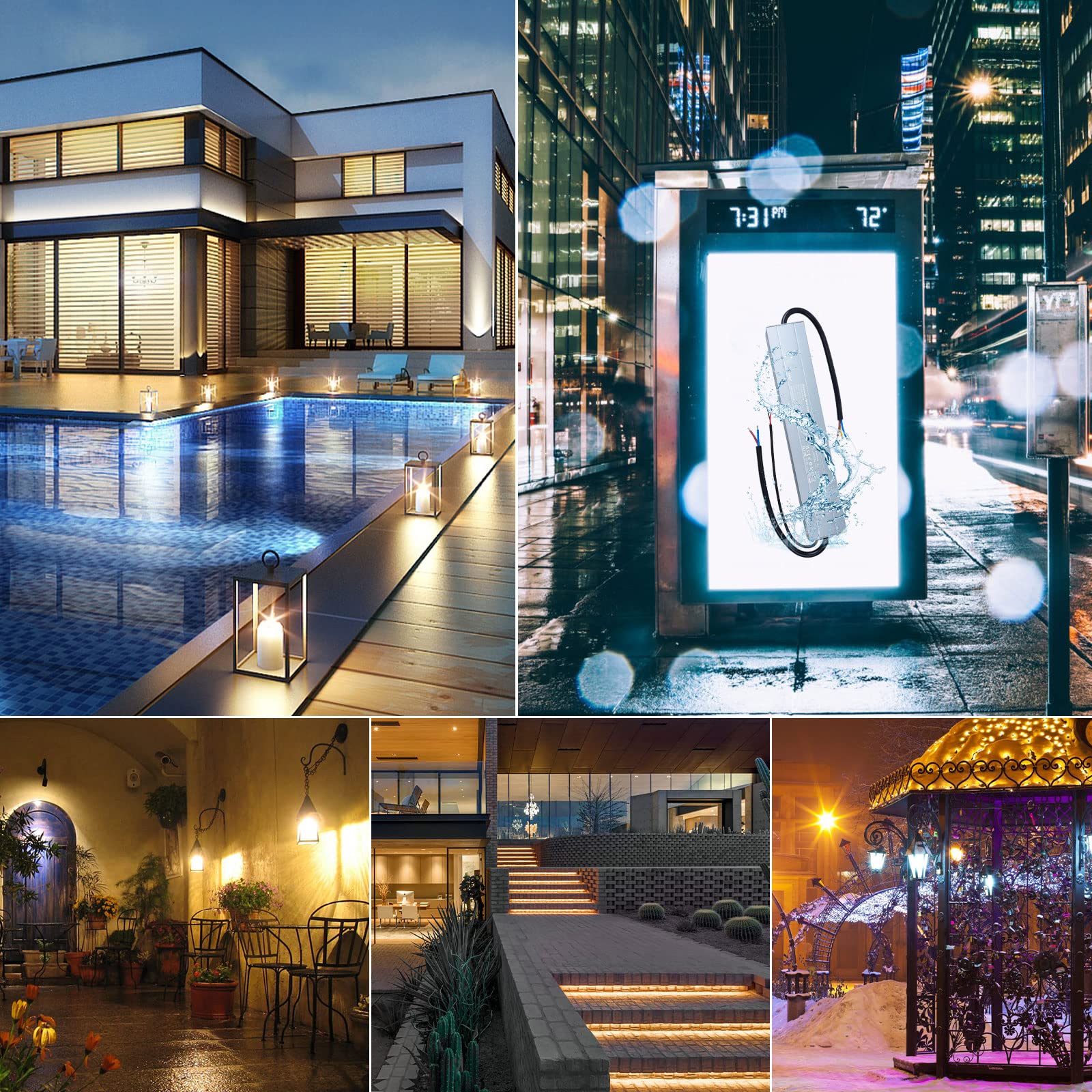 REYLAX Trasformatore LED da 220V a 24V 200W Dimmerabile Impermeabile IP67 TRIAC & 0-10V&1-10V & PWM Outdoor Alimentatore 8.3A Driver LED DC 24 Volt a Bassa Tensione Power Supply Tensione Costante