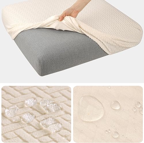 Miniatura 3 de Fuloon Fundas de cojín impermeables para sofá, fundas elásticas para cojín de asiento de sofá, protector de muebles sólido lavable, adecuado para